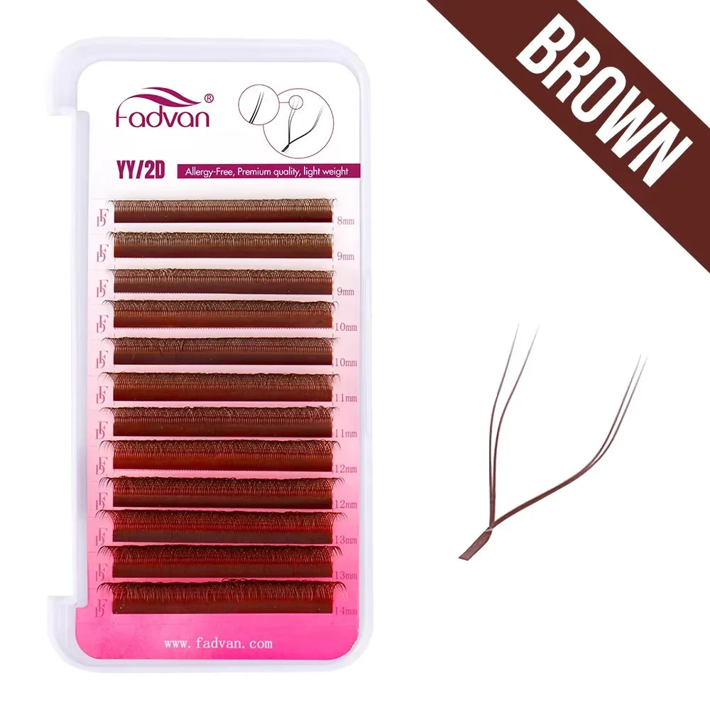 FADVAN YY Eyelashes Extension 2D/3D Faux Mink L+/L/LU(M)/C/D/DD 8-15mm Black/Brown Premade Fan Lashes Extension Makup Tools…