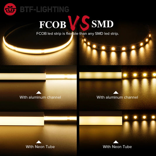 FCOB LED Strip Light 336 480 528 LED High Density Flexible FOB COB Led Light RA90 Warm Nature Cool White Linear Dimmable 12V…