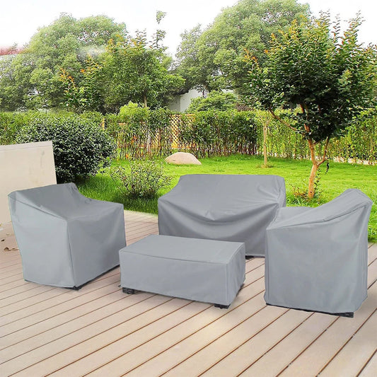 68 Size Silver Garden Patio Protective Cover Oxford Cloth Furniture Dust Cover Rattan Table and Chair Sofa Waterproof Rain C…