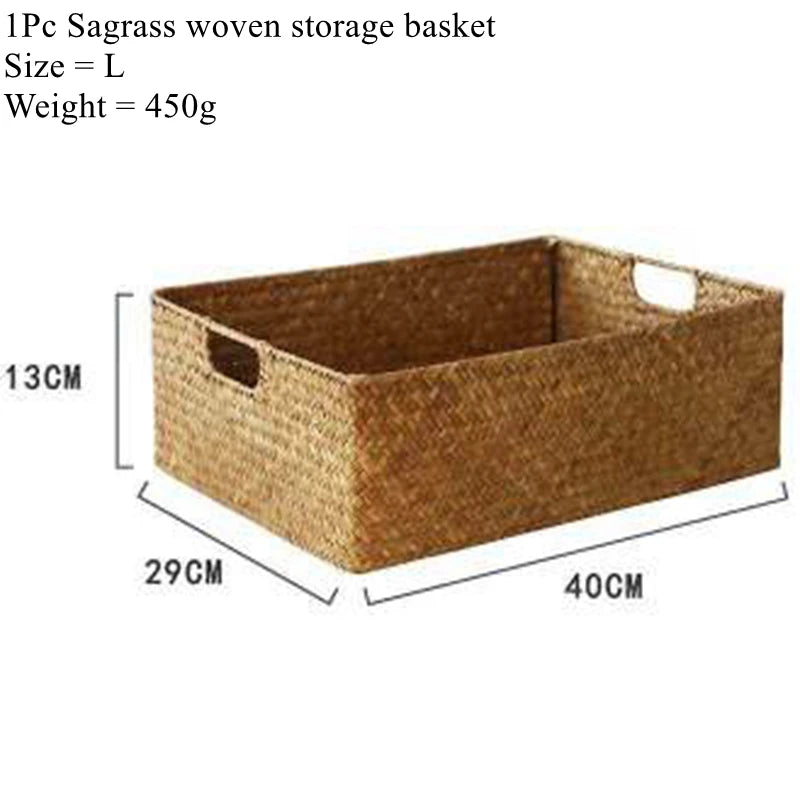 Zerolife-Woven Seagrass Basket for Home Decor, Natural Wicker Basket, Storage Basket, Fruit Bread Towel, Kitchen Table, Ratt…
