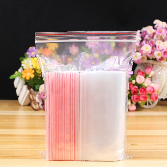 100 Pcs/Pack Small Zip Lock Plastic Bags Reclosable Transparent Bag Shoe Bag Vacuum Storage Bag Poly Clear Bags Thickness 0.…