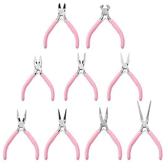 Cute Pink Color Handle Anti-slip Splicing and Fixing Jewelry Pliers Tools & Equipment Kit for DIY Jewelery Making Needlework…