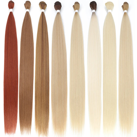 Bone Straight Hair Bundles Salon Natural Hair Extensions Fake Fibers Super Long Synthetic Yaki Straight Hair Weaving Full to…