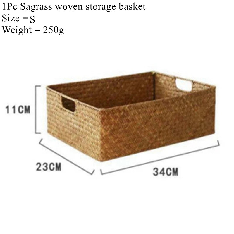 Zerolife Natural Large Woven Seagrass Basket Of Straw Wicker For Home Table Fruit Bread Towels Small Kitchen Storage Contain…