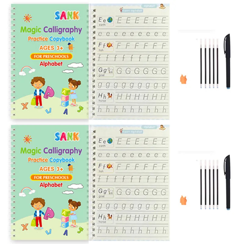 Sank Magic Practice Copybook Pen Preschools Kids Calligraphy English Verison Free Wiping Children Reusable Writing Book - im…