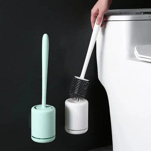 Bathroom Toilet Brush Cleaning Brush Set - Non Perforated Household, Long Handle, with Base Bathroom Accessories - image 2