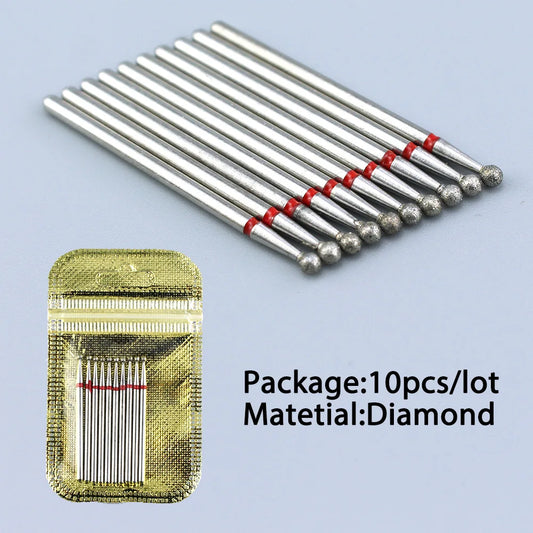 10pcs Diamond Milling Cutter Nail Drill Bits Set For Manicure Accessory Pedicure Eletric Machine Nail Bit Brush Burr Tools -…