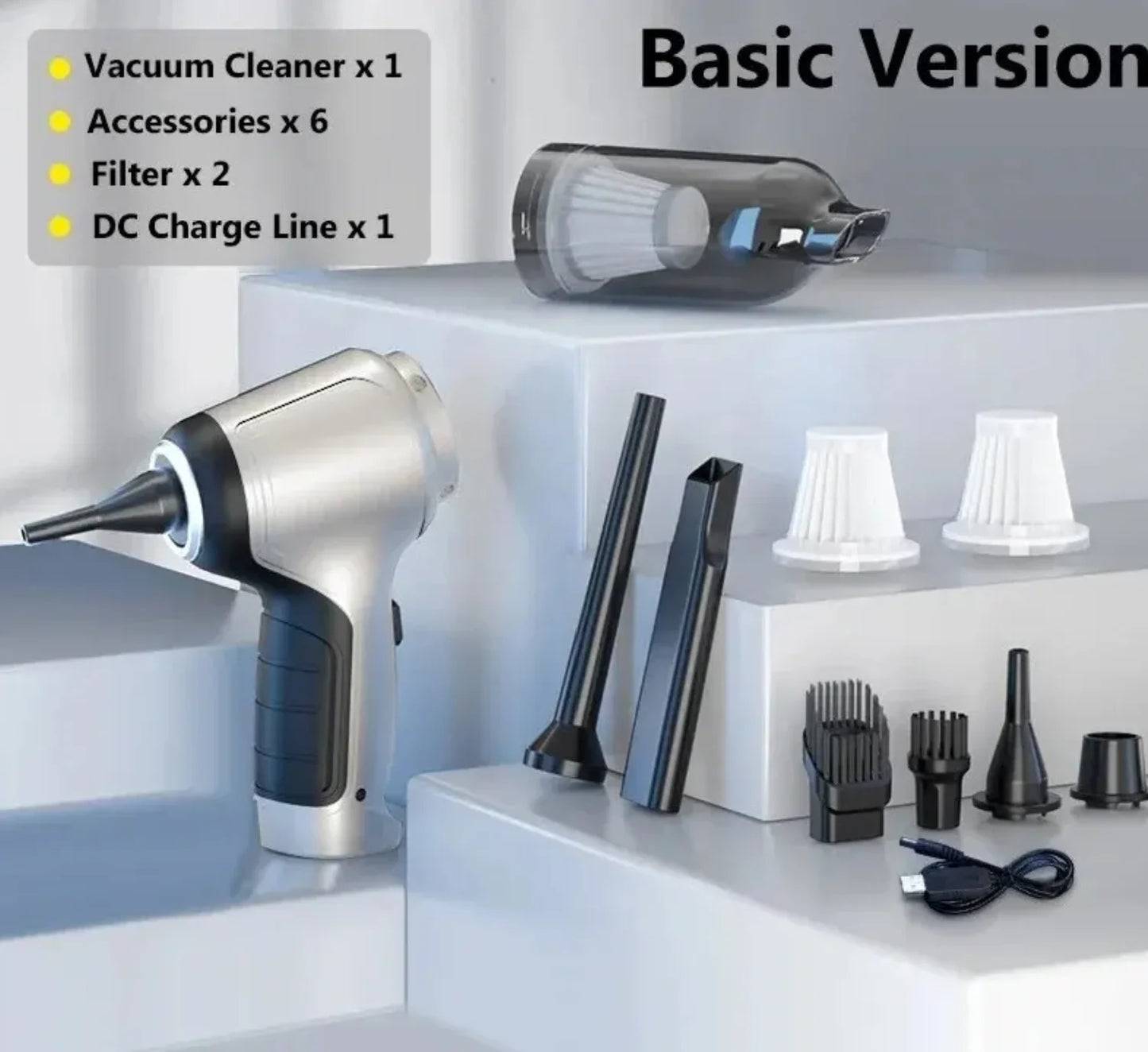 Wireless Car Vacuum Cleaner with 95000PA Strong Suction, Powerful Auto Home Cleaning Tool Multi-purpose Accessory Ideal Gift…