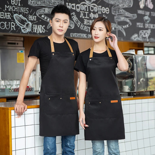 Customized Logo Design Apron Logo Signature Men's Women's Kitchen Aprons Home Chef Baking Clothes Waterproof with Pockets -…