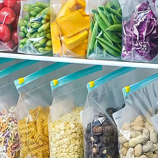 10-90pcs Fresh-keeping Storage Bags Zipper Sealed Food Bags for Fruits Grains Vegetables Meat Leakproof Freezer Storage Acce…