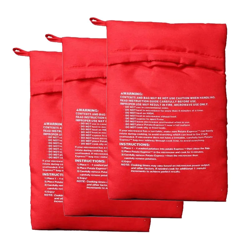 Microwave Potato Bag Reusable Express Microwave Potato Cooker Bag Baked Potato Cooker Perfect Potatoes 4 Minutes Red Baked P…