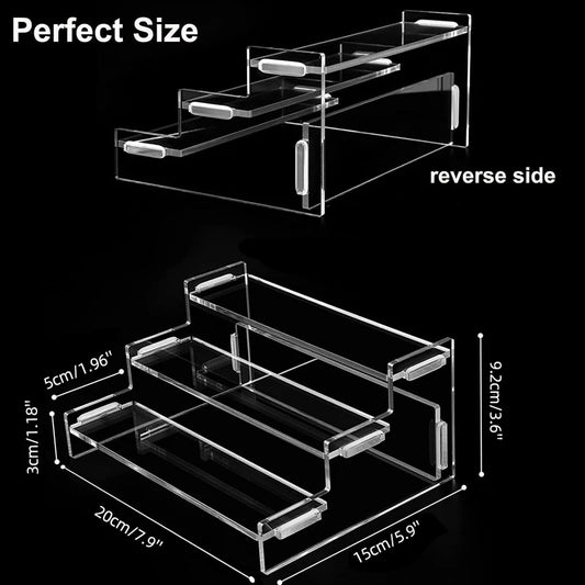 3 Tier Acrylic Display Stand Durable Display Rack For Cupcake Perfume Doll Transparent Trapezoidal Blind Box Storage Shelf -…