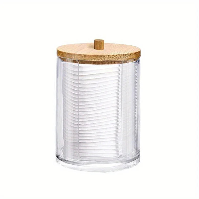 1/2 Pcs Makeup Organizer Round Clear Acrylic Makeup Organizer Makeup Cotton Pad Swab Holder Cotton Pad Organizer Box Makeup…