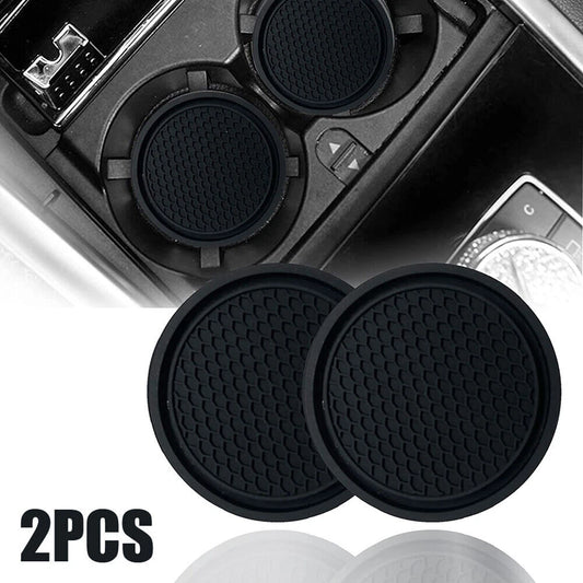 2pcs Black Car Auto Cup Holder Anti Slip Insert Coasters Pads Interior Accessories Universal Fits Perfectly For Most Cups -…