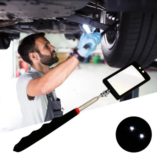 360° Inspection Mirror LED Light Telescoping Mirrors Extend Mechanic Tools Inspection Mirror Telescopic Handle Repairing Too…