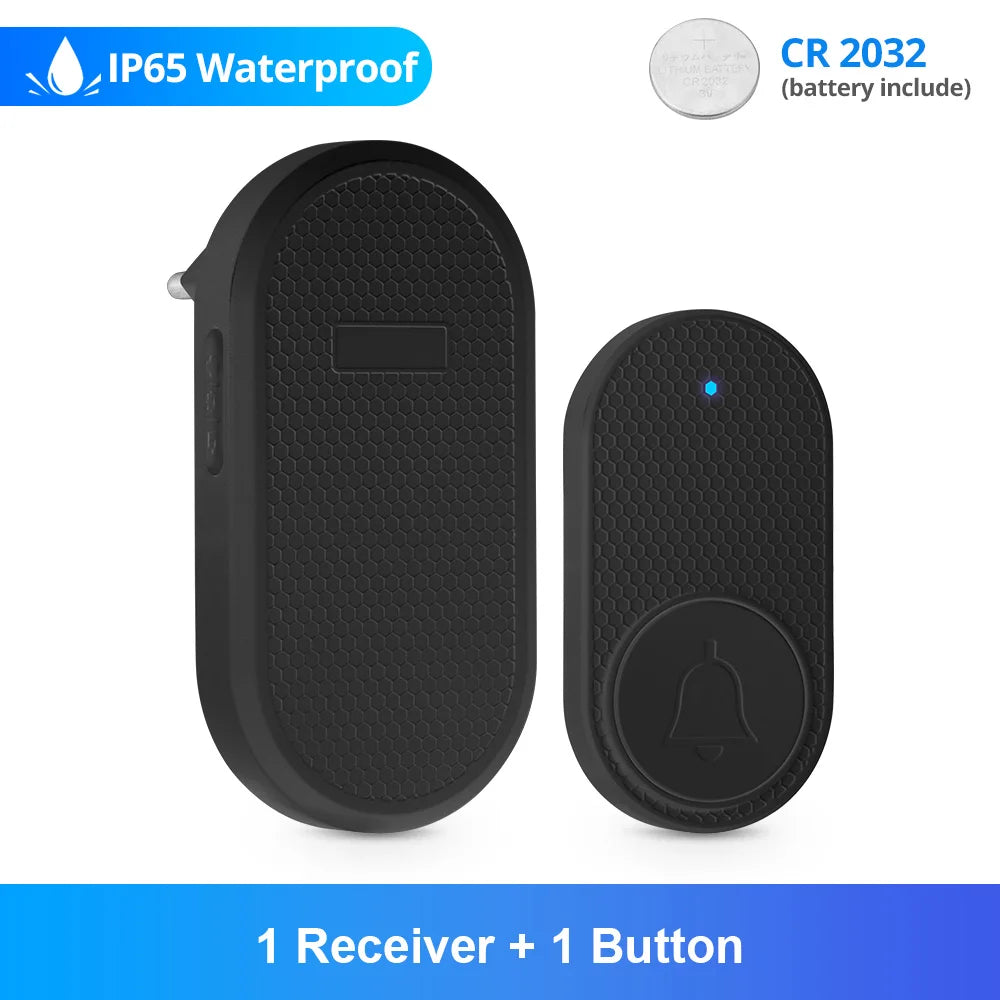 Fuers Wireless Doorbell Waterproof Welcome Chime Home Door Bell Intelligent 32 Songs Smart Melodies Alarm With Battery - ima…