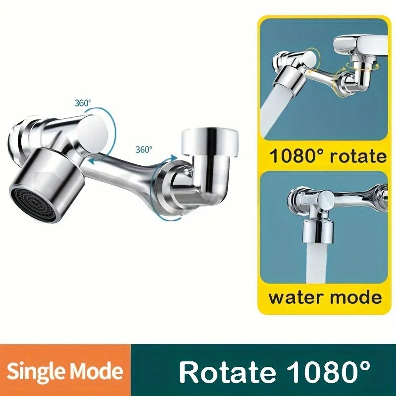1080° Rotatable Extension Faucet Sprayer Head 2 Spray Modes Universal Bathroom Tap Extend Adapter Aerator - image 8