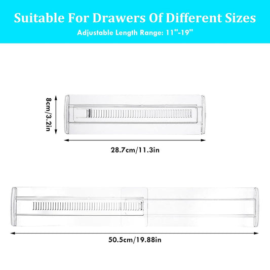 6/8/10/12-Pack Adjustable Drawer Organizers, Clear Expandable Dresser Organizers for Storing Clothes Kitchen Utensils - imag…