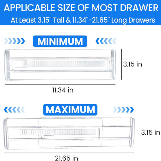 Drawer Dividers 4/6/8/12 Pack, Plastic Drawer Dividers for Baby Clothes, Kitchen Cutlery and Office Storage, Easy to Install…