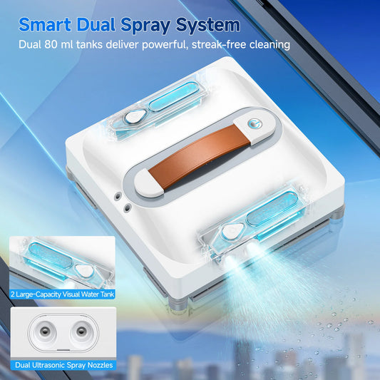 Lubluelu Robot Window Washer 8-Layer Safety Protection 9000Pa Suction Intelligent Path Edge Cleaning Home Glass Cleaning Rob…