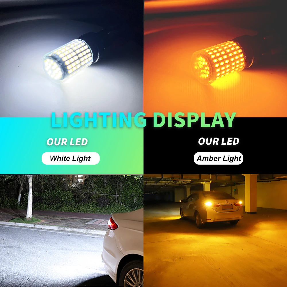 2pcs 1156 BA15S P21W BAU15S PY21W T20 7440 W21W 7443 T25 3157 1157 P21/5W W21/5W LED Bulbs 144smd Led Lamp Turn Signal Light…