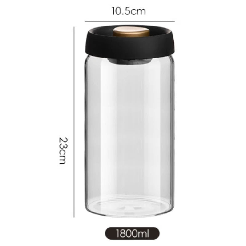Vacuum Sealed Tank Coffee Beans Storage Glass Bottle Transparent Food Storage Jar Moisture-proof Extract Air Airtight Contai…