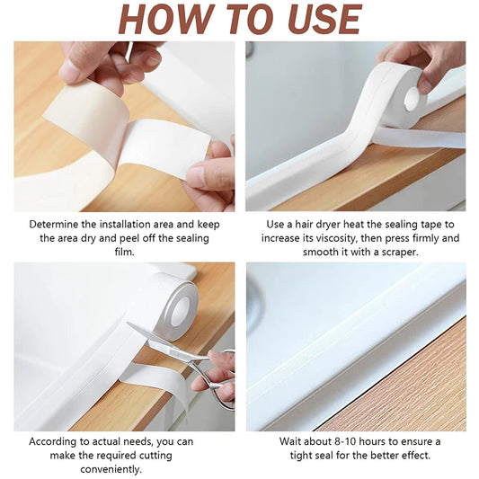 3.2M Bath Caulk Tape Self Adhesive PVC Oil-Proof Kitchen Sink Edge Corner Wall Sticker Waterproof Toilet Sealing Strip Tape…