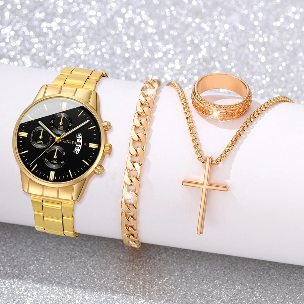 Fashion Men Stainless Steel Watch Luxury Calendar Quartz Wrist Watch Mens Business Watches for Man Clock Montre Homme - imag…