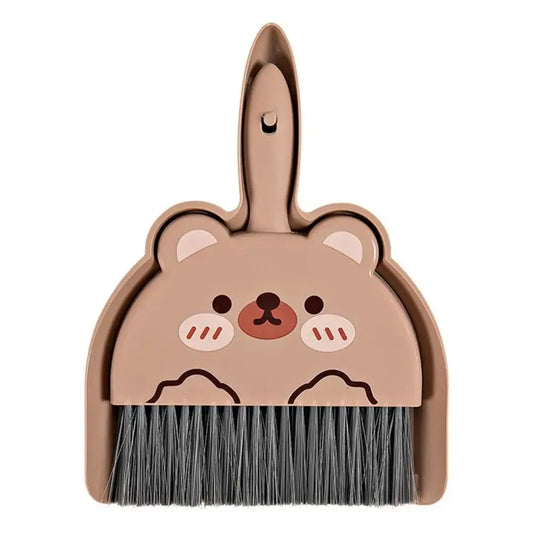 2Pcs/Set Small Broom Dustpan Set Cartoon Rabbit Bear Frog Pattern Keyboards Cleaning Mini Broom Dustpan Set - image 2