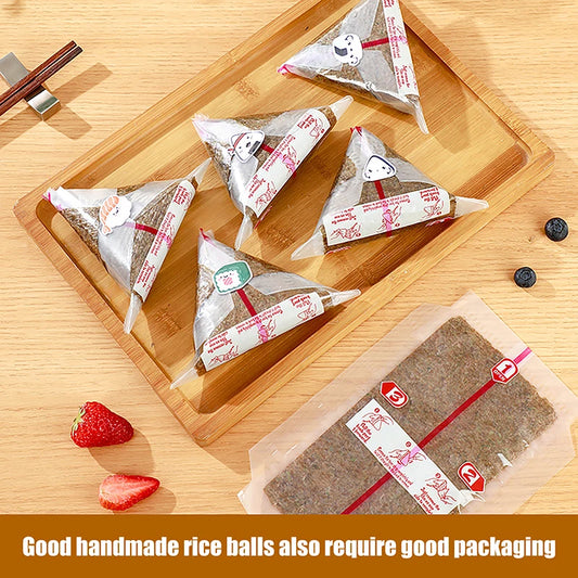 10/50/100Pcs PP Disposable Double Layers Triangle Rice Ball Packing Bag Nori Seaweed Onigiri Sushi Bag Onigiri Wrap Plastic…
