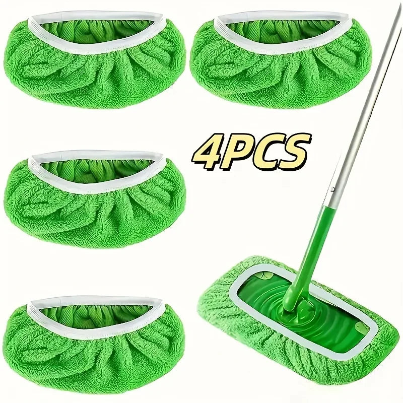 4 Pcs Reusable Ultra-fine Fiber Mop Pads High Water Absorption Universal Fit Most Standard Mops Firm Adhesion Cleaning Pads…