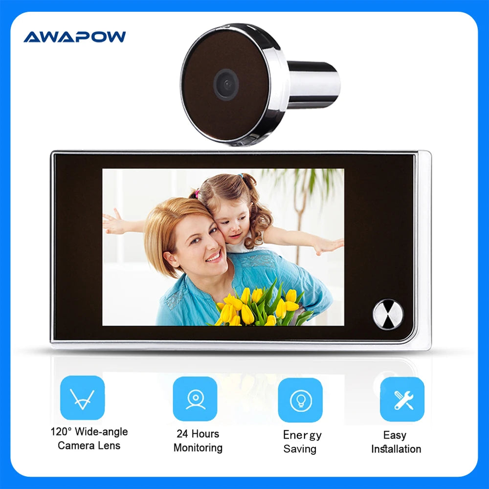 Awapow 3.5 Inch Doorbell Peephole Viewer Digital Door Camera 120° LCD 2 Million HD Pixels Cat Eye Door Bell Outdoor Monitor…