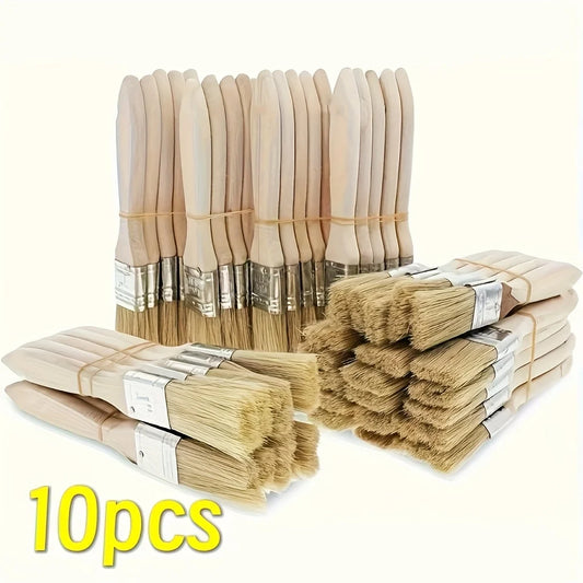 10 pig mane brushes, suitable for art, handicrafts, plastering, painting, glue application, wooden handles - image 2