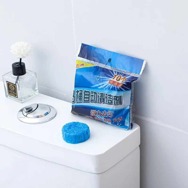 Toilet Bowl Cleaner Automatic Self-Cleaning 10 Tablets Blue Bubble Lemon Lavender Scent Powerful Deodorizer for Bathroom WC…