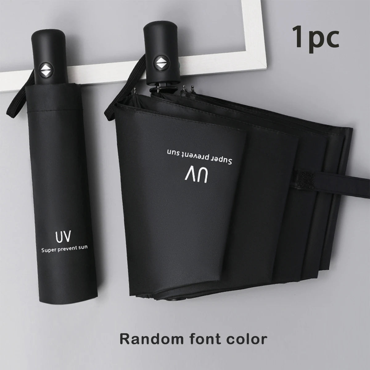 8-Rib Automatic High Quality Umbrella - One-Touch Open/Close, Compact Foldable Design for Men & Women, Navy & Black, Busines…