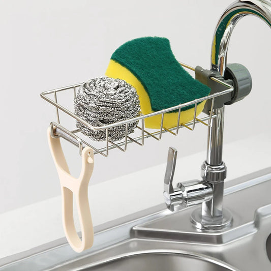 1PC Hanging Faucet Rack Adjustable Height Flexible and Rotatable Kitchen Sink Drain Holder Suitable for Soap Sponges Brushes…