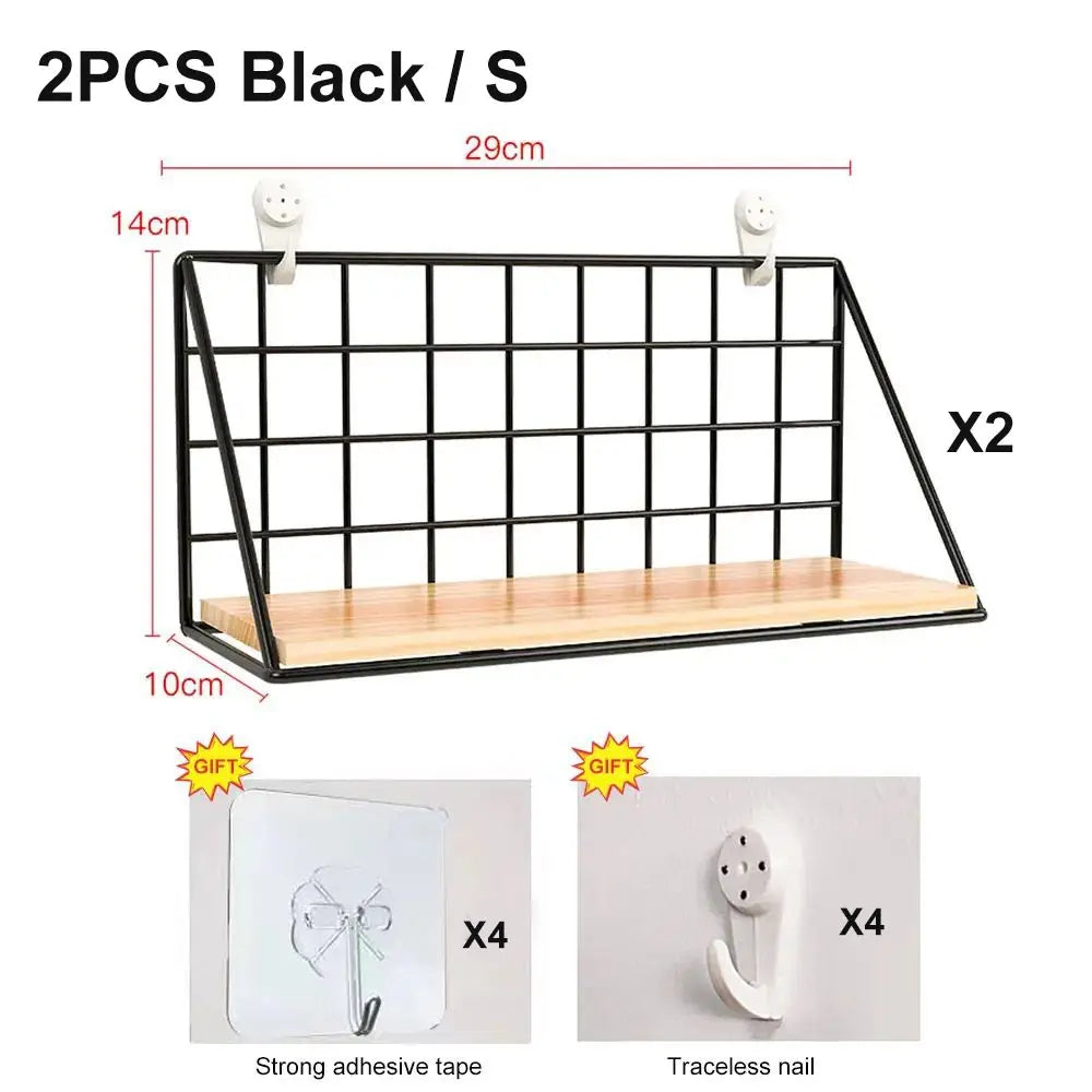 Wall Mounted Shelves Without Drilling Wood Hanging Shelf For Living Room Bedroom Storage Basket Wall Decoration Rack Organiz…