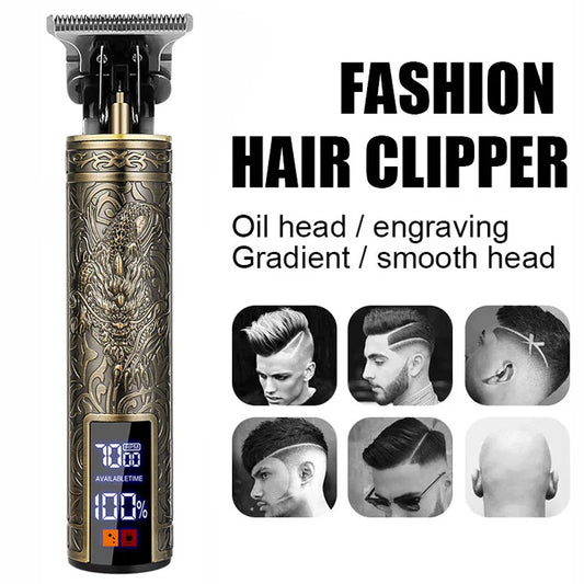Carving Hair Clipper Professional Hair Cutting Machine Barber Rechargeable Hair Trimmer Metal Haircut Machine Clipper for Me…