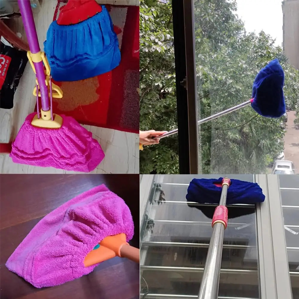 Multifunctional Coral Fleece Broom Cloth Cover Floor Mop, Reusable Ultra-Fine Fiber Absorbent Broom Household Cleaning Acces…