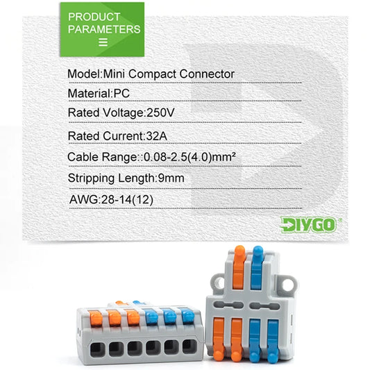 5PCS Fast Wire Connector Push-in Electrical Terminal Block Universal Splicing Wiring Cable Connectors For Cable Connection S…