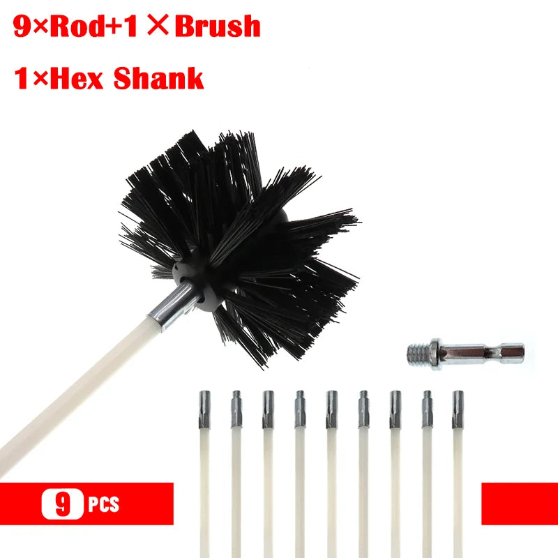 Chimney Sweep Brush Kit with 4Inch Brush Heads and Flexible Extendable Rods for Air Ducts Dryer Vents and Kitchen Cleaning -…