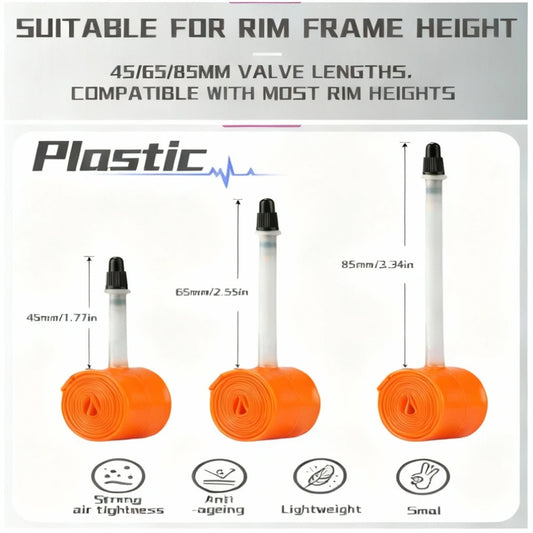 BKPTX 1Pcs/2Pcs 28g orange Bike TPU Inner Tube 700X18 25 28 32 Road Bicycle TPU Material Tire 65mm Length French Valve - ima…