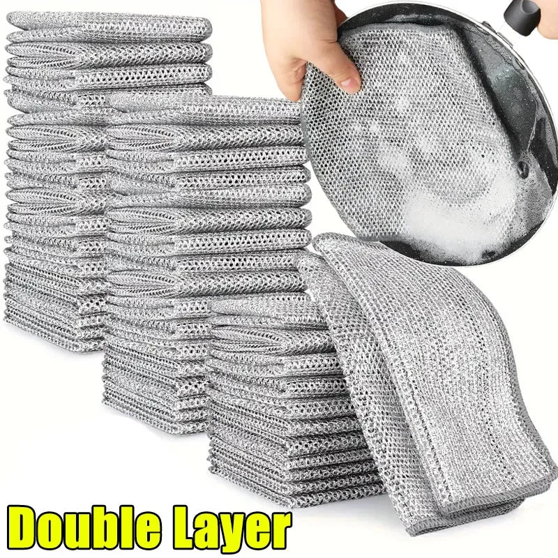80/1pcs Magic Cleaning Cloth Thickened Double -sided Metal Steel Wire Rags Kitchen Dish Pot Washdishing Cloths Towel Clean T…