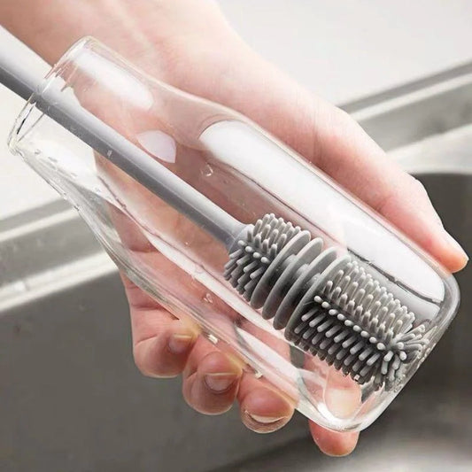 Silicone Milk Bottle Brush Cup Scrubber Glass Cleaner Kitchen Cleaning Tool Long Handle Drink Bottle Glass Cup Cleaning Brus…