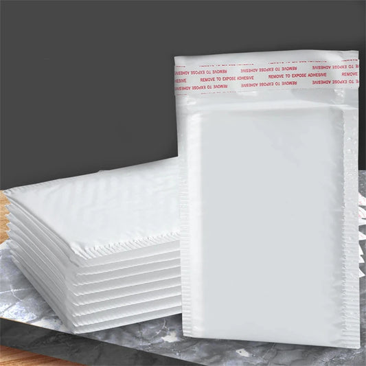50pcs Pearlescent Film Waterproof Bubble Bag Packaging Express Bag White Foam Self Seal Pack Bag ShippingbagThickened Envelo…
