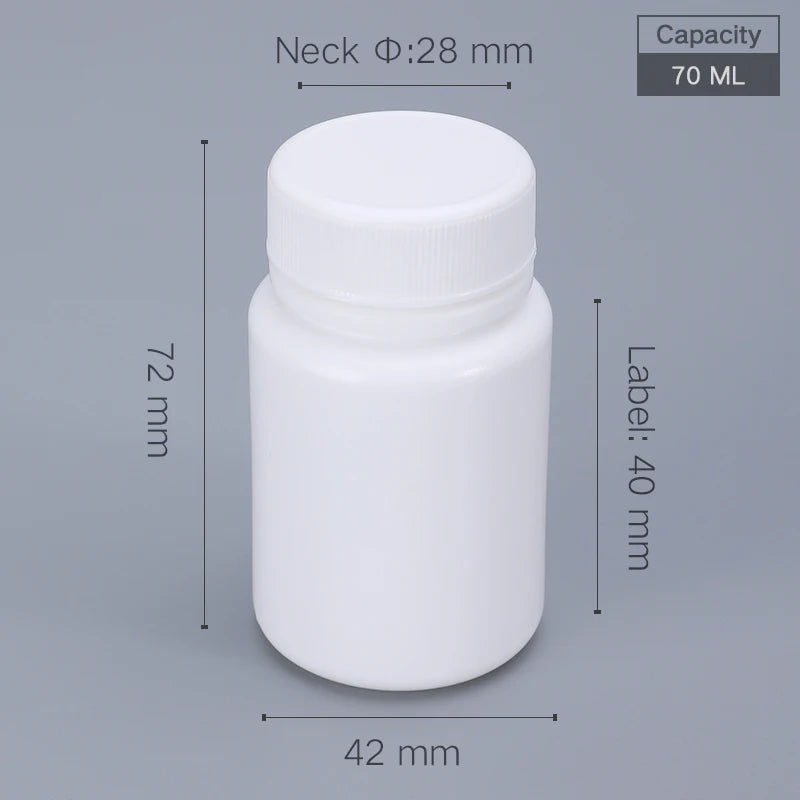 10pcs 20-200ml Plastic HDPE White Empty Seal Bottles, Refillable Pill Vials for Medicine, Capsule, Solid Powder, Reagent Sto…