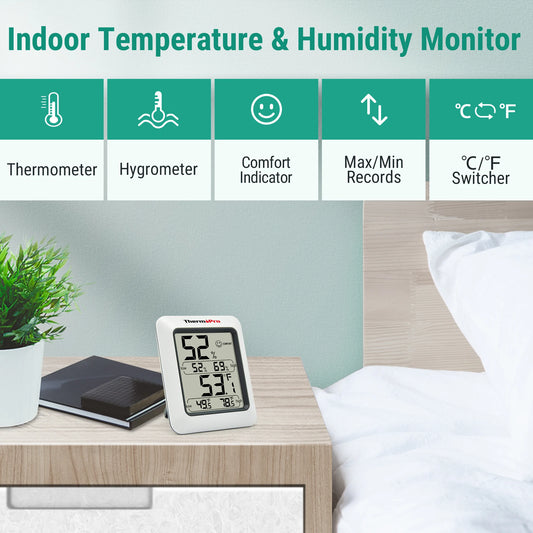 Thermopro TP50 Digital Thermometer Hygrometer Indoor Electronic Environmental Room Thermometer Weather Station For Home - im…