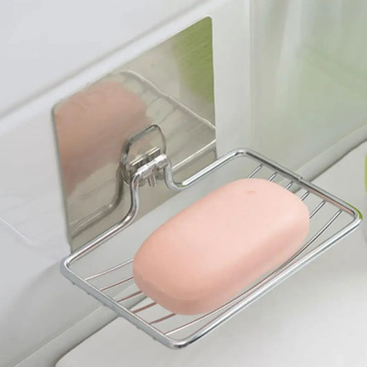 1pc-Stainless steel soap rack, wall mounted soap rack, drainage soap tray, simple soap storage rack in home bathroom - image…
