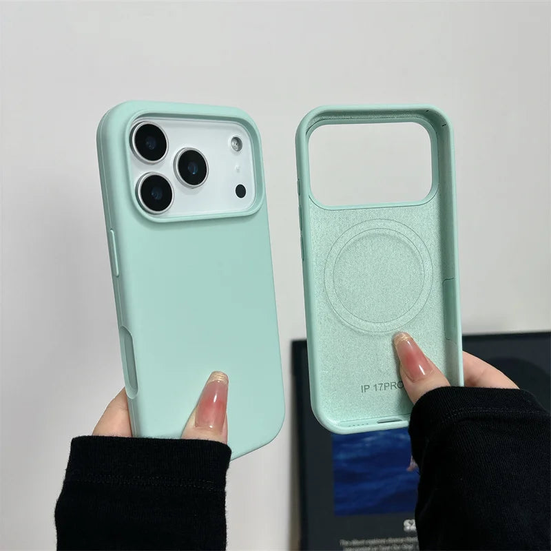 Magnetic Liquid Silicone Case for iPhone 17/17 Air/17 Pro/17 Pro Max For Magsafe Big Camera Hole Cover Shockproof Protective…