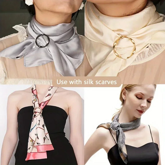 5pcs Fashion Metal Round Circle Clip Buckle Shawl T-Shirt Tie Clip Brooch Waist Buckle Versatile Clothing Ring Wrap Holder -…